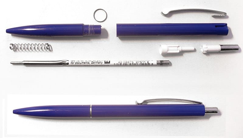 Ballpoint pen in parts