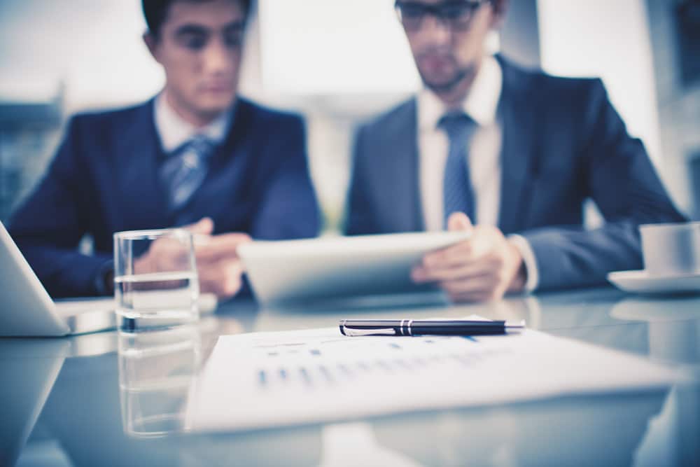 Business pen on meeting table